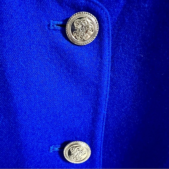 Talbots Boxy Collarless Wool Blue Button Blazer SZ 4 - Picture 4 of 7